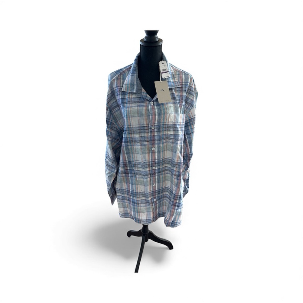 Tommy Bahama Men's Blue Plaid Button Up Shirt
